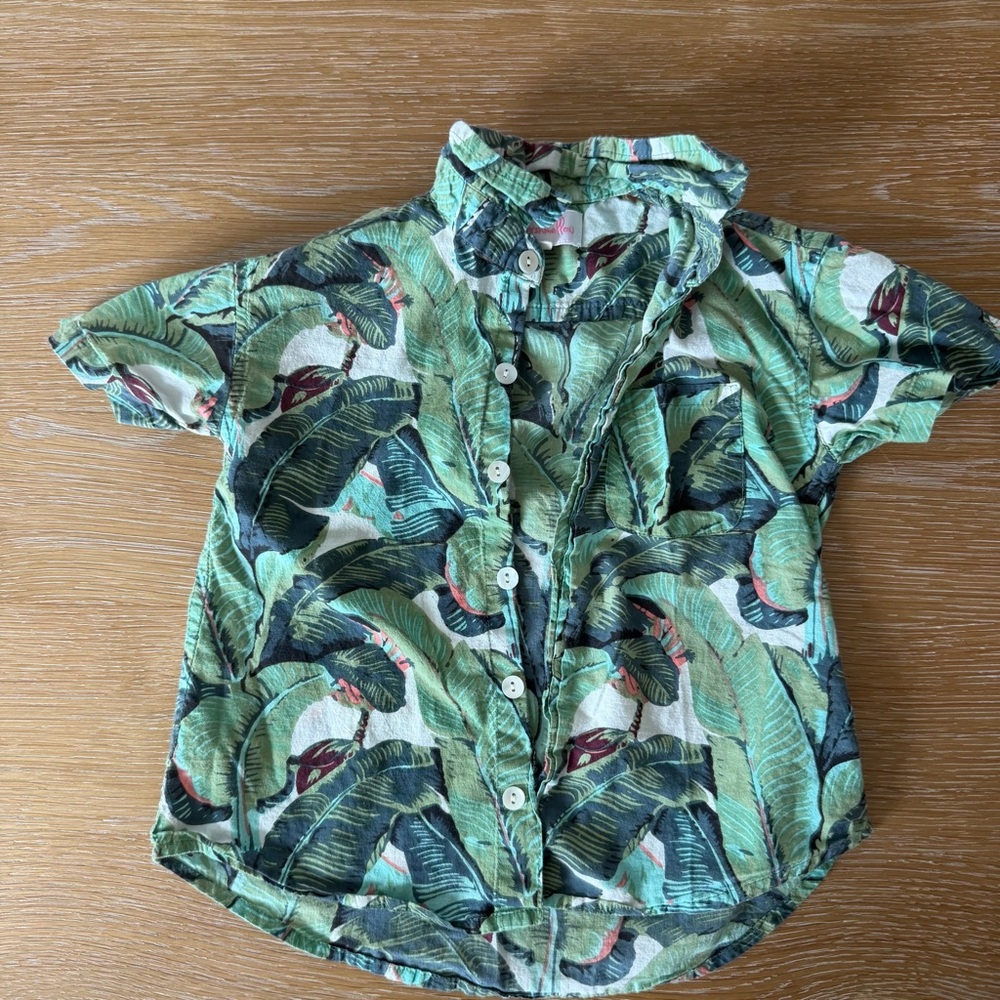Tropical Green Kids Button Down Shirt